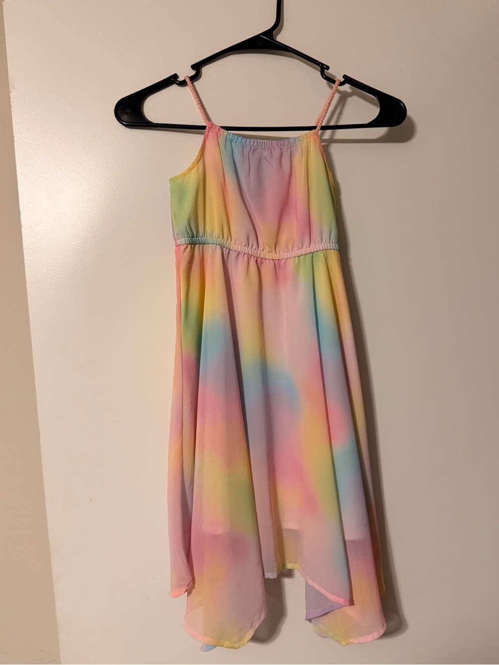 Girls Rainbow Pastel Handkerchief Hem Dress